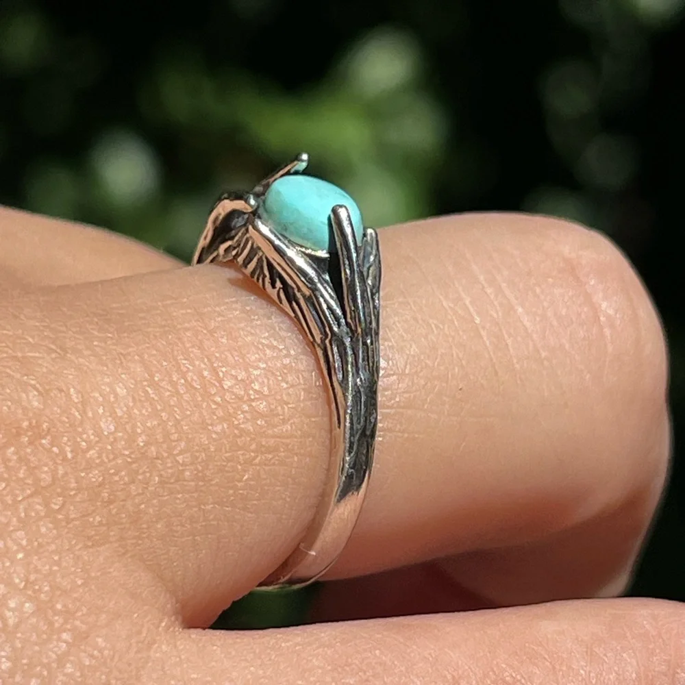 Sterling silver‎ 925 stamped adjustable turquoise ring